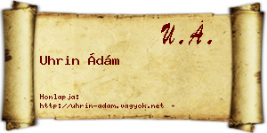 Uhrin Ádám névjegykártya
